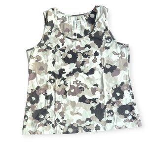 Denim&Co Cream Camo Scoop Neck Tank